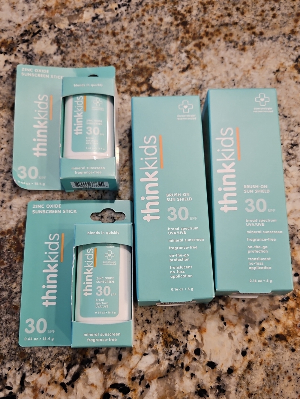 thinkkids SPF 30 Mineral Sunscreen Stick & Brush-On Sun Shield - 4 Pack